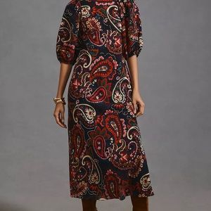 Anthropologie Kachel Puff-Sleeve Dress - Size Medium Petite